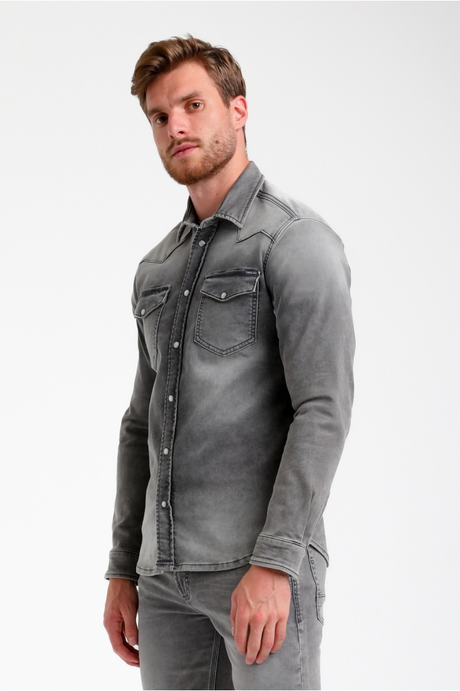 DENIM JOGG OVERHEMD 335536 202 Grey